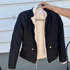 Women's Black Quilted Jacket with Cream Lining Reversible